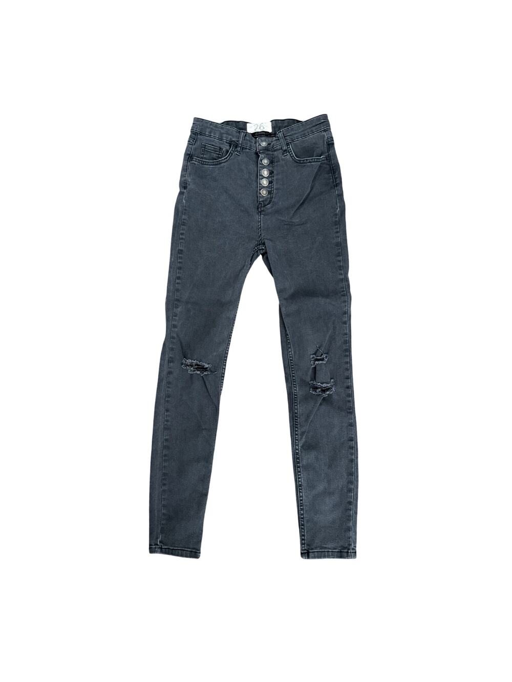 We The Free People High Rise Button Skinny Jeans